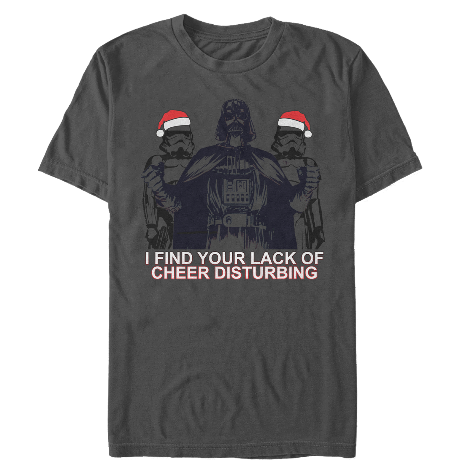 Men's Star Wars Darth Vader Stormtrooper Holiday Spirit Graphic Tee Charcoal X Large